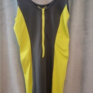 Gray and yellow zip style athletic dress